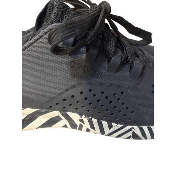 Crocs Mens 8/Womens 10 Black & White Athletic Sneakers With Zebra Pattern - Picture 3 of 8